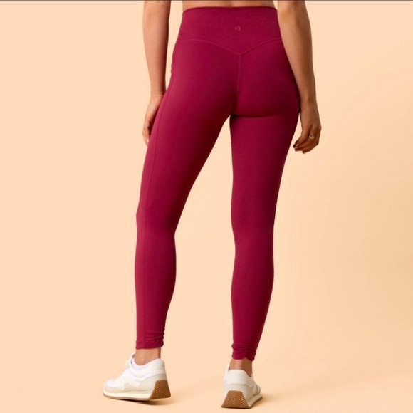 Blogilates Women's Burgundy High Waist V-Cut Pocket Leggings Size Small - Picture 5 of 7